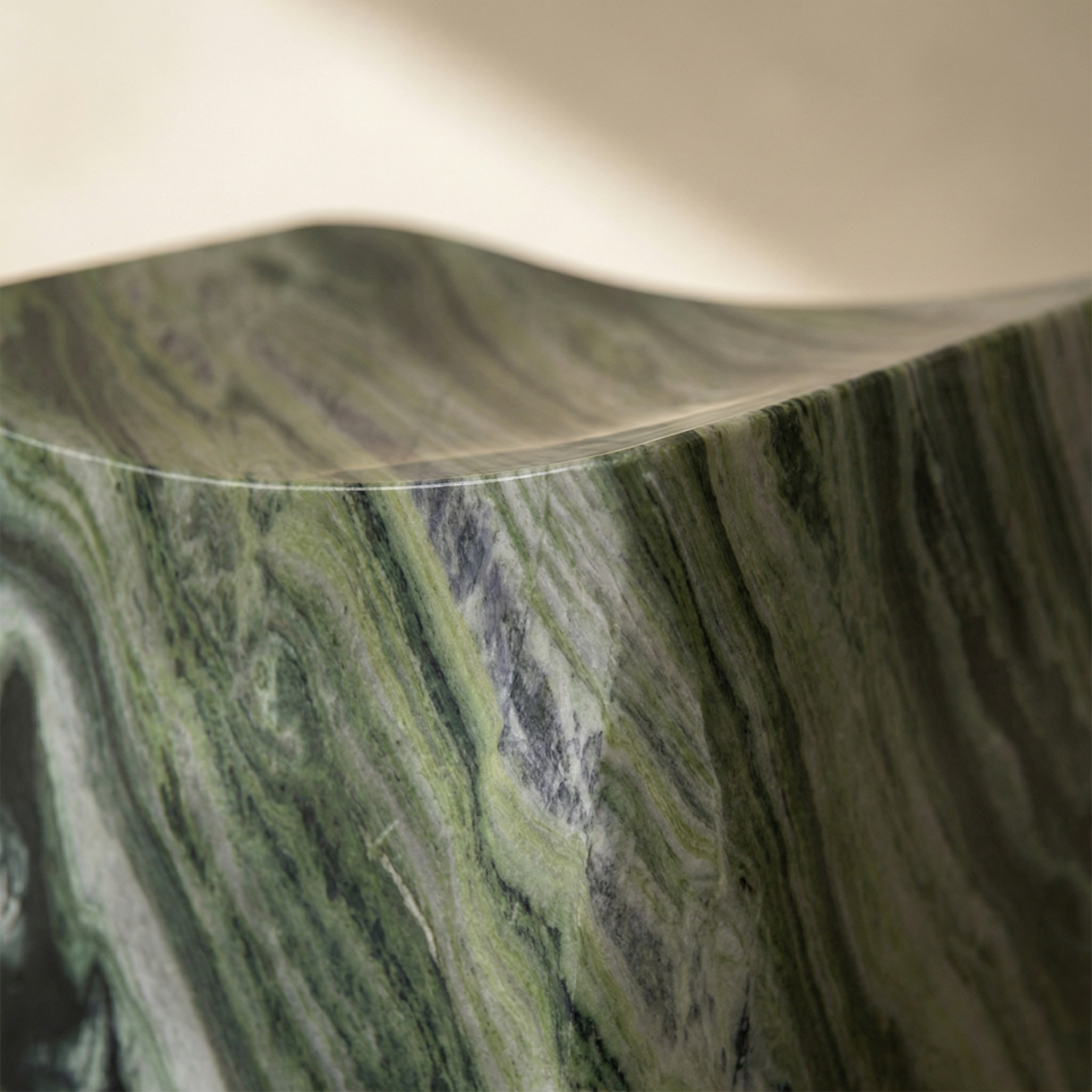 Base detail — the turned foot of the Cono in polished marble