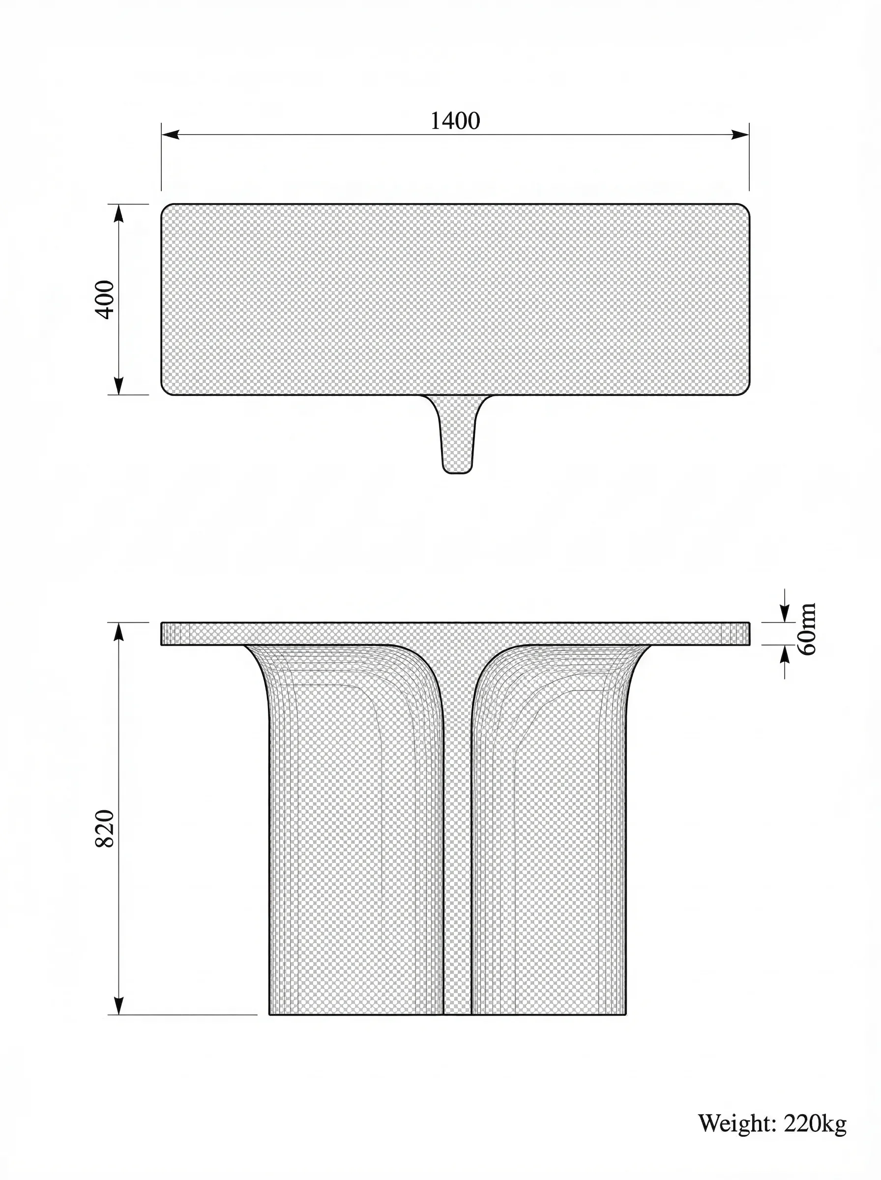 Falda technical drawing
