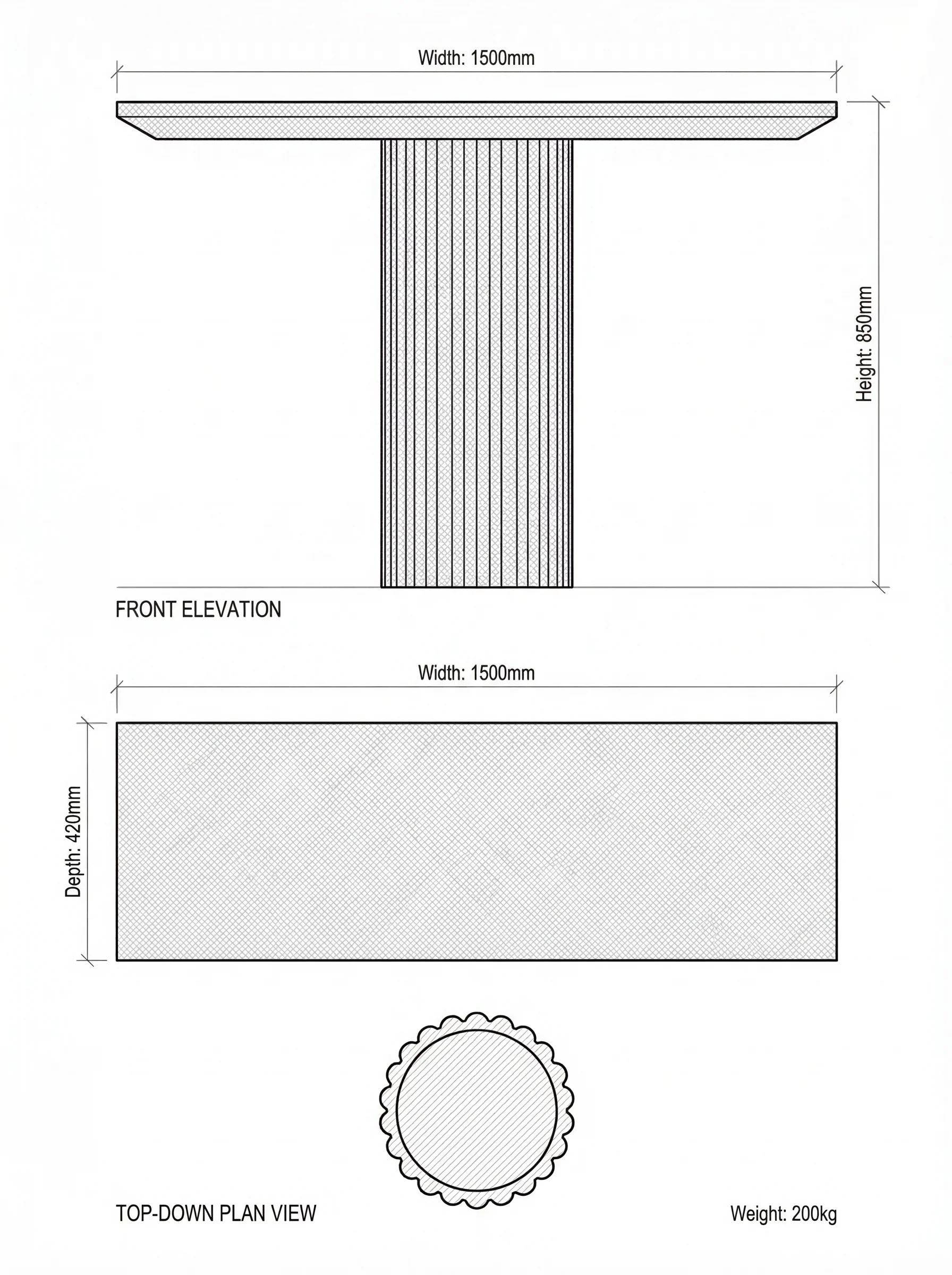 Scanalato technical drawing