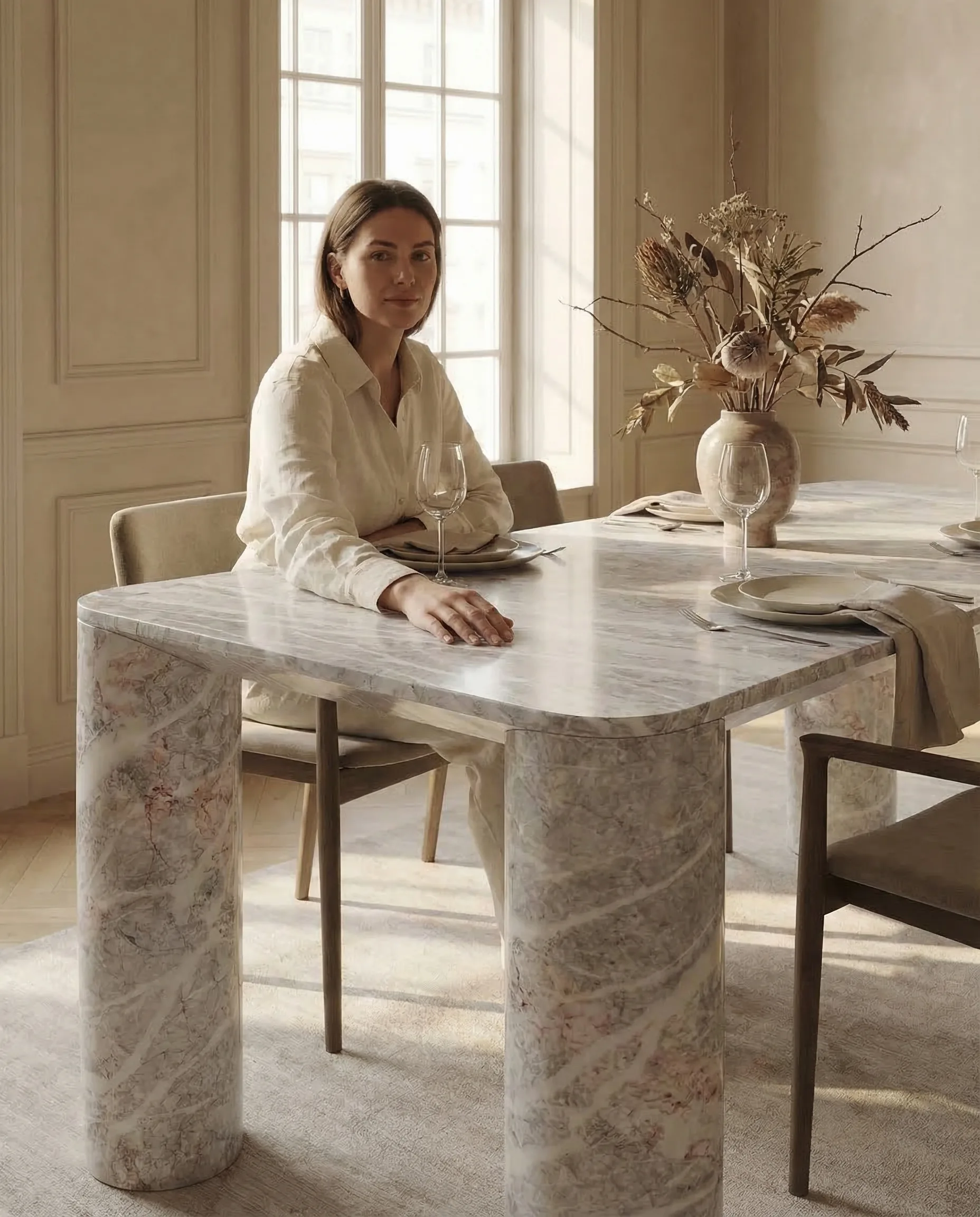 Levante at human scale — the table in relation to the room and its inhabitants