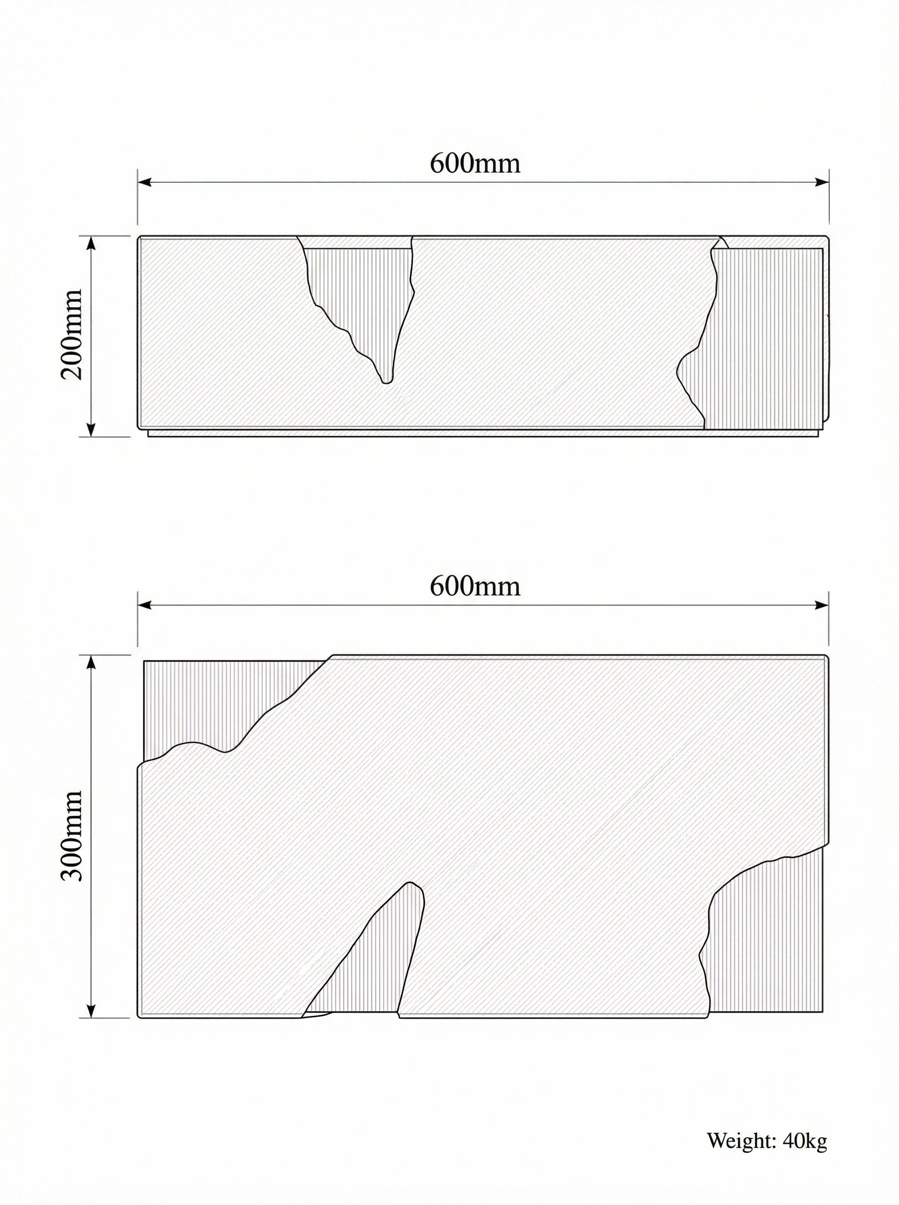 Arthur side table technical drawing