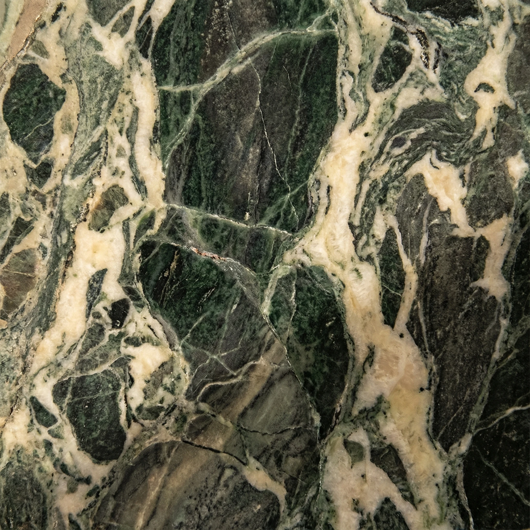 Marble veining across the folded surface