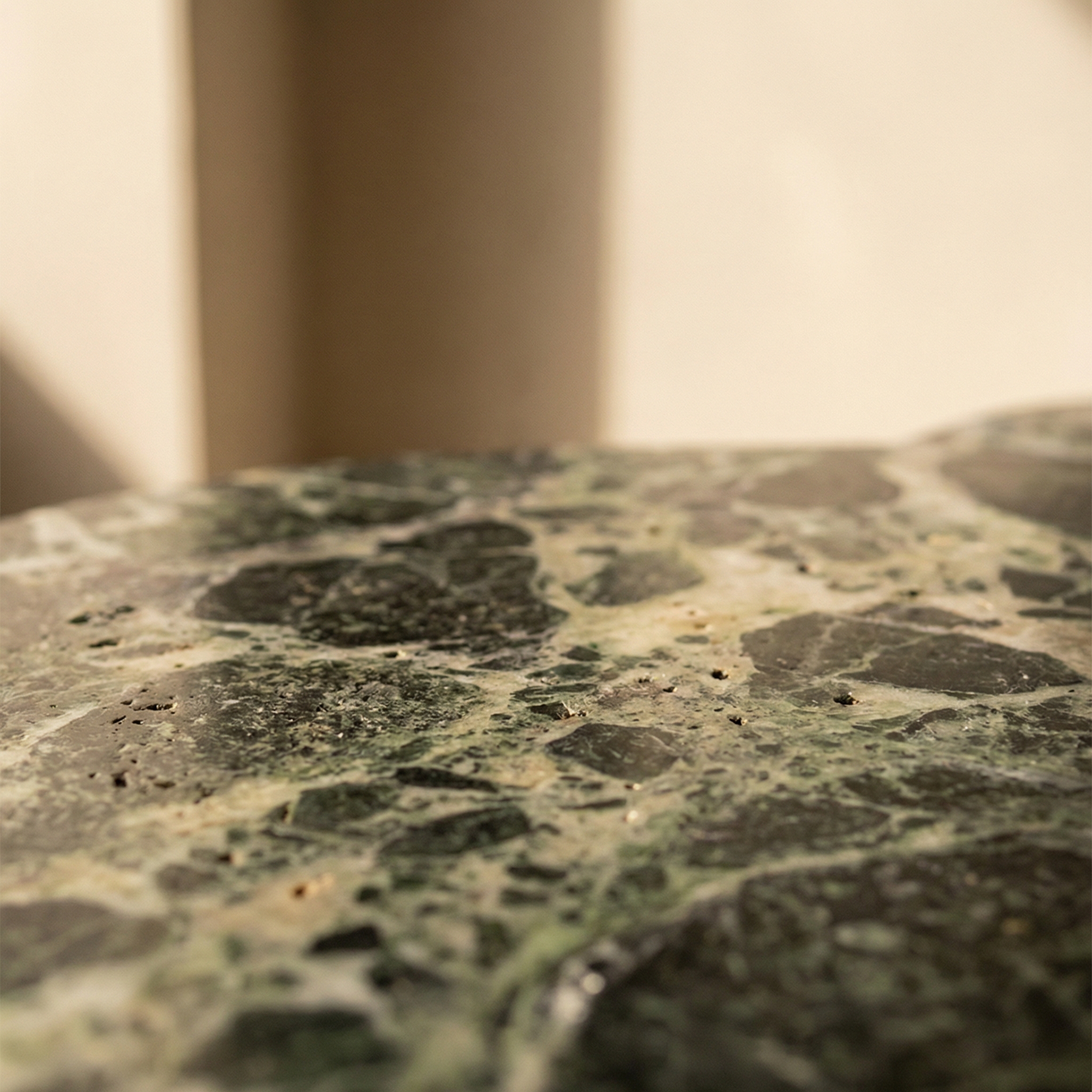 Marble surface detail — Cut & Fold side table honed finish