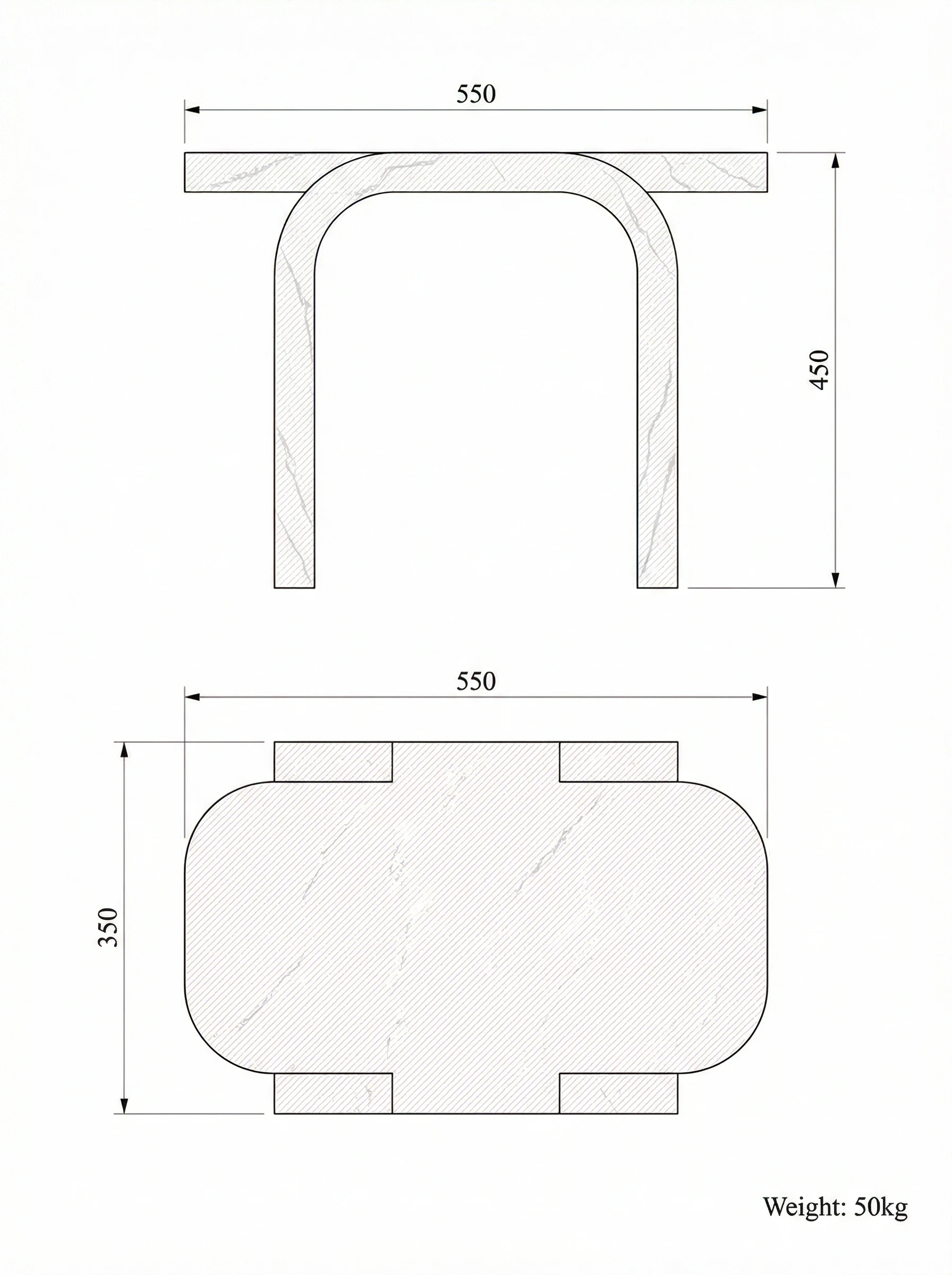 Cut & Fold side table technical drawing