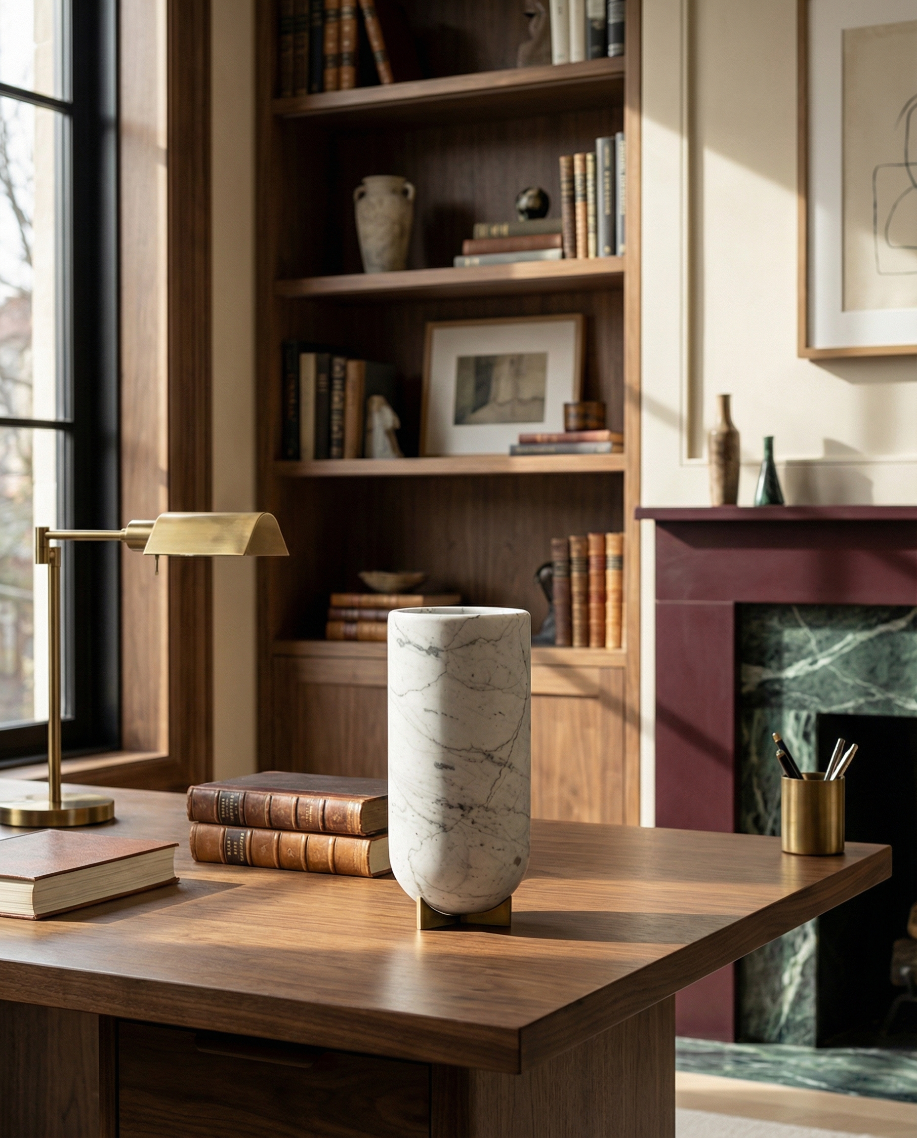 Doge Tall vase — classical vessel silhouette in pure white stone