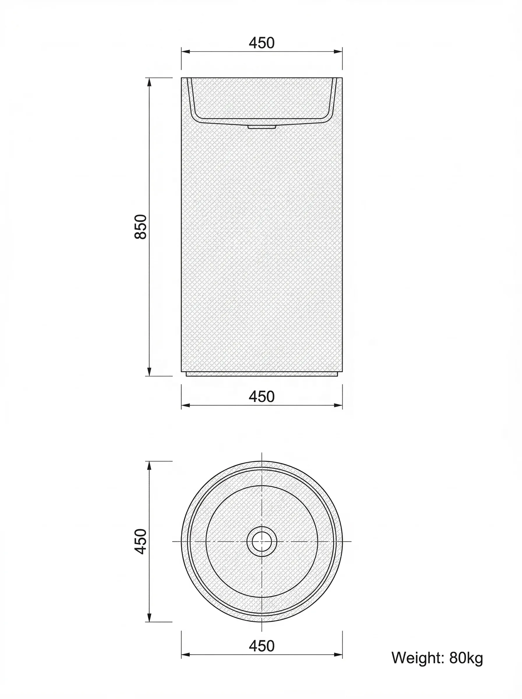 Circle High technical drawing