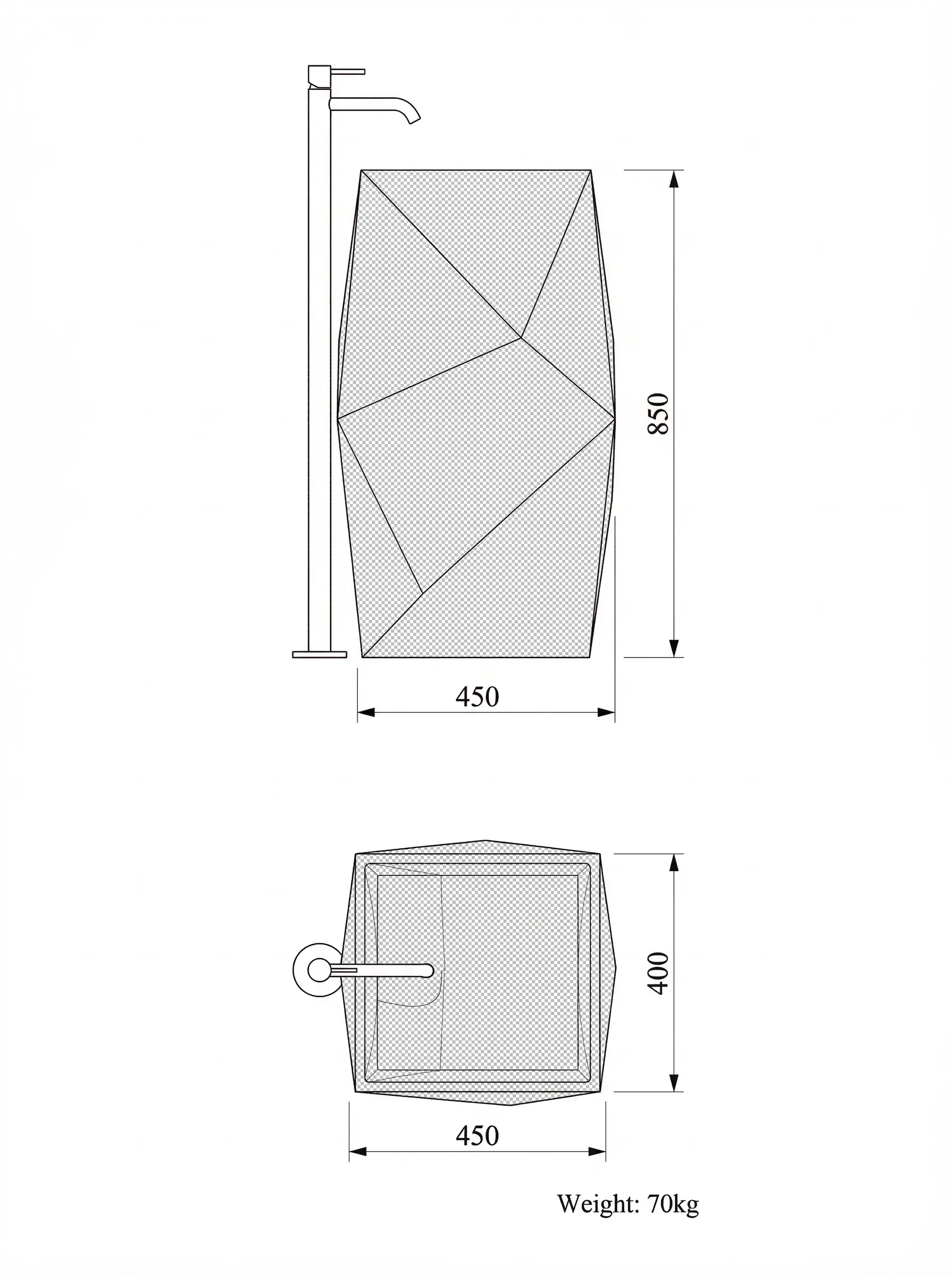 Punta High technical drawing