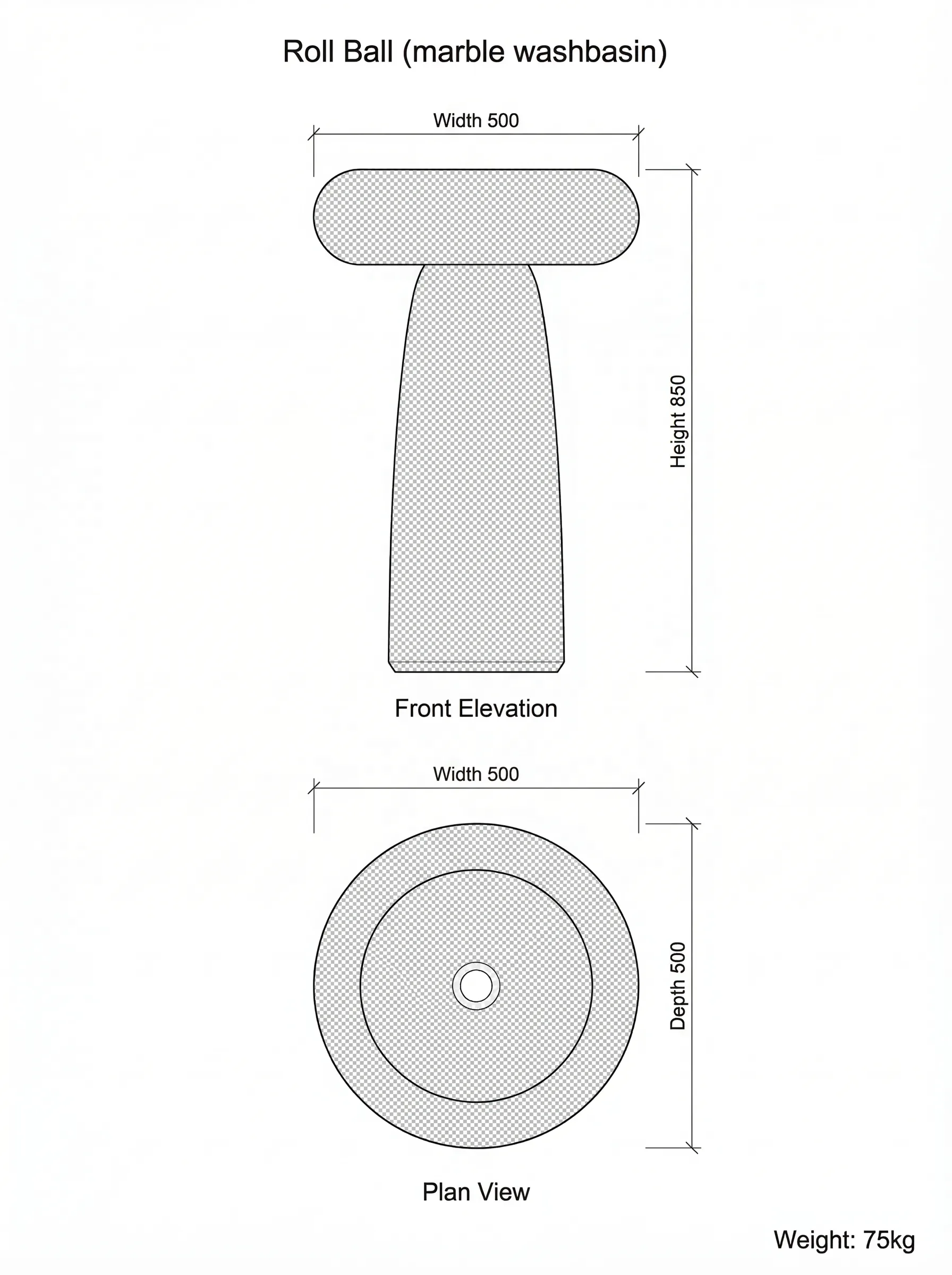 Roll Ball technical drawing