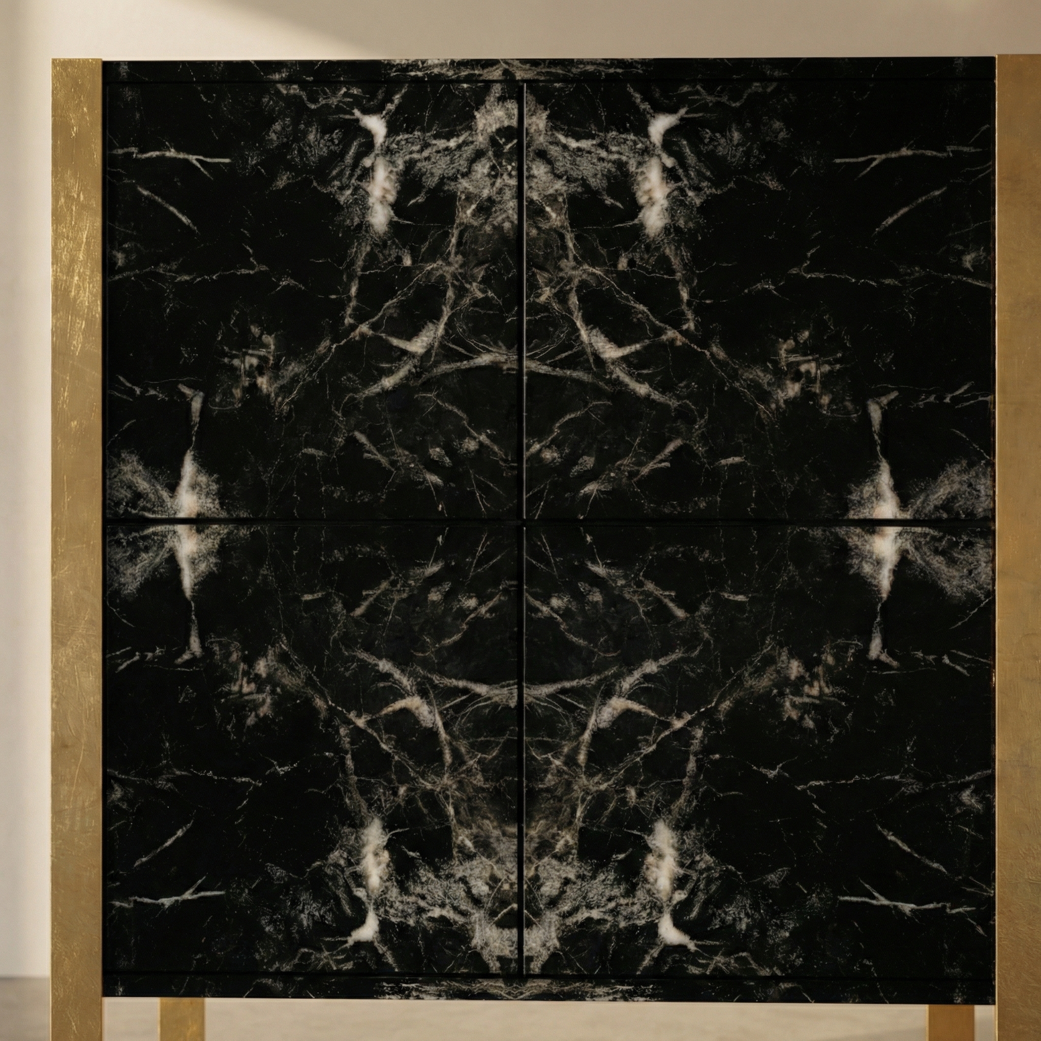 Bookmatched Nero Marquina front panels