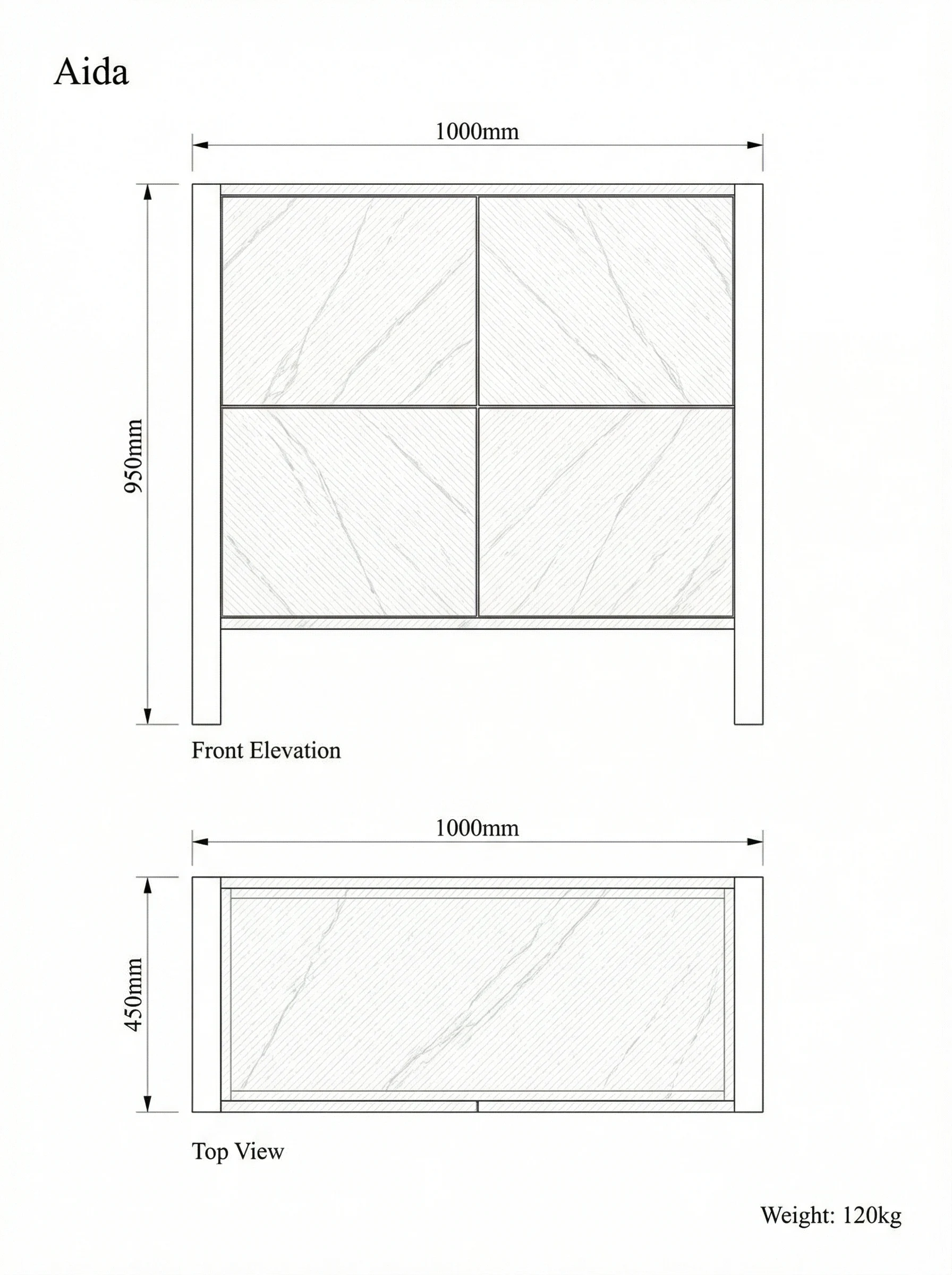 Aida technical drawing