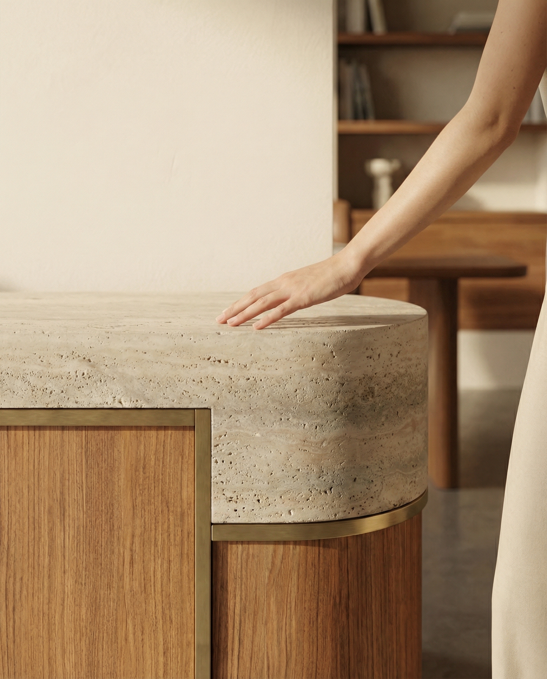 Priamo sideboard — Arabescato Corchia marble with patinated dark bronze frame