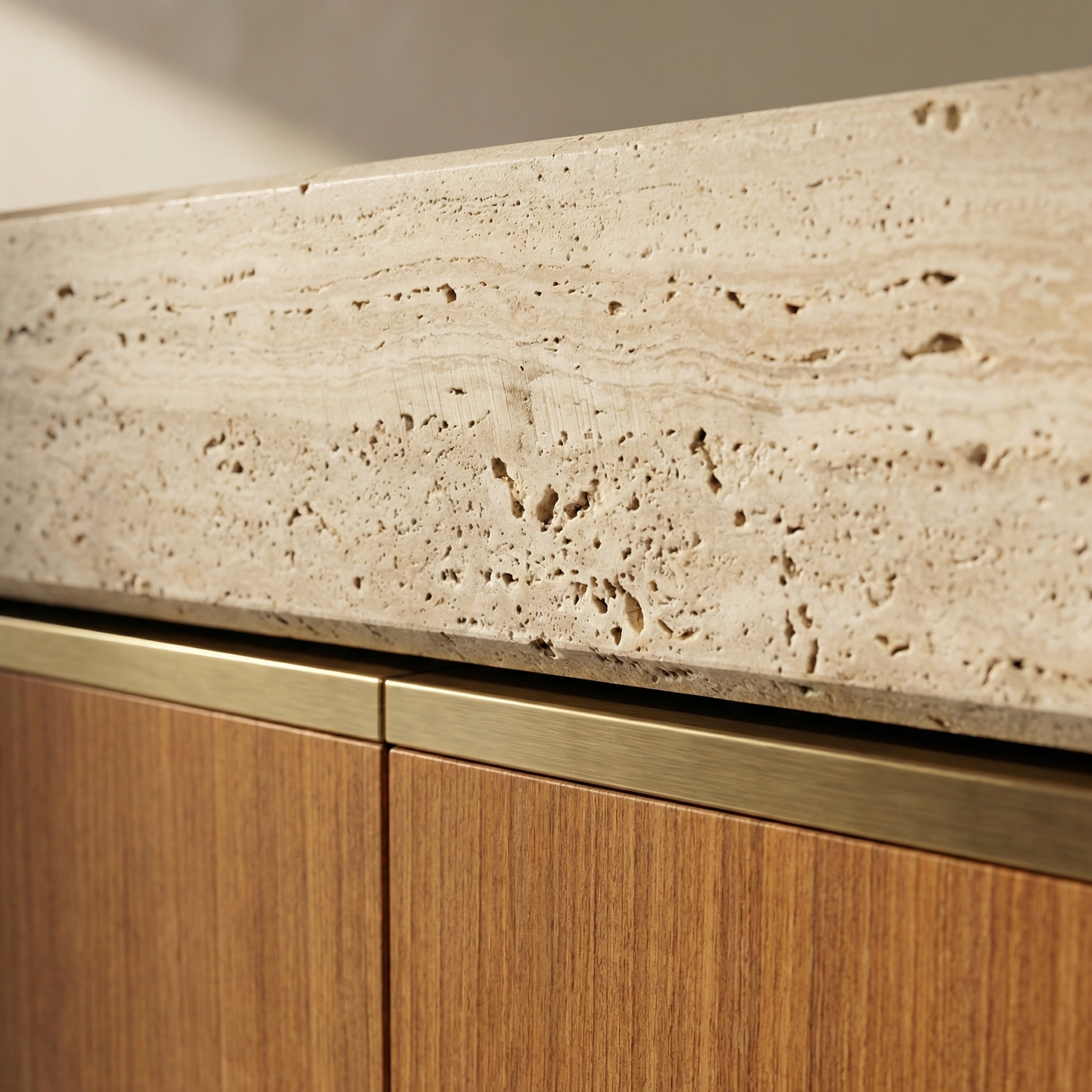 Patinated dark bronze corner detail