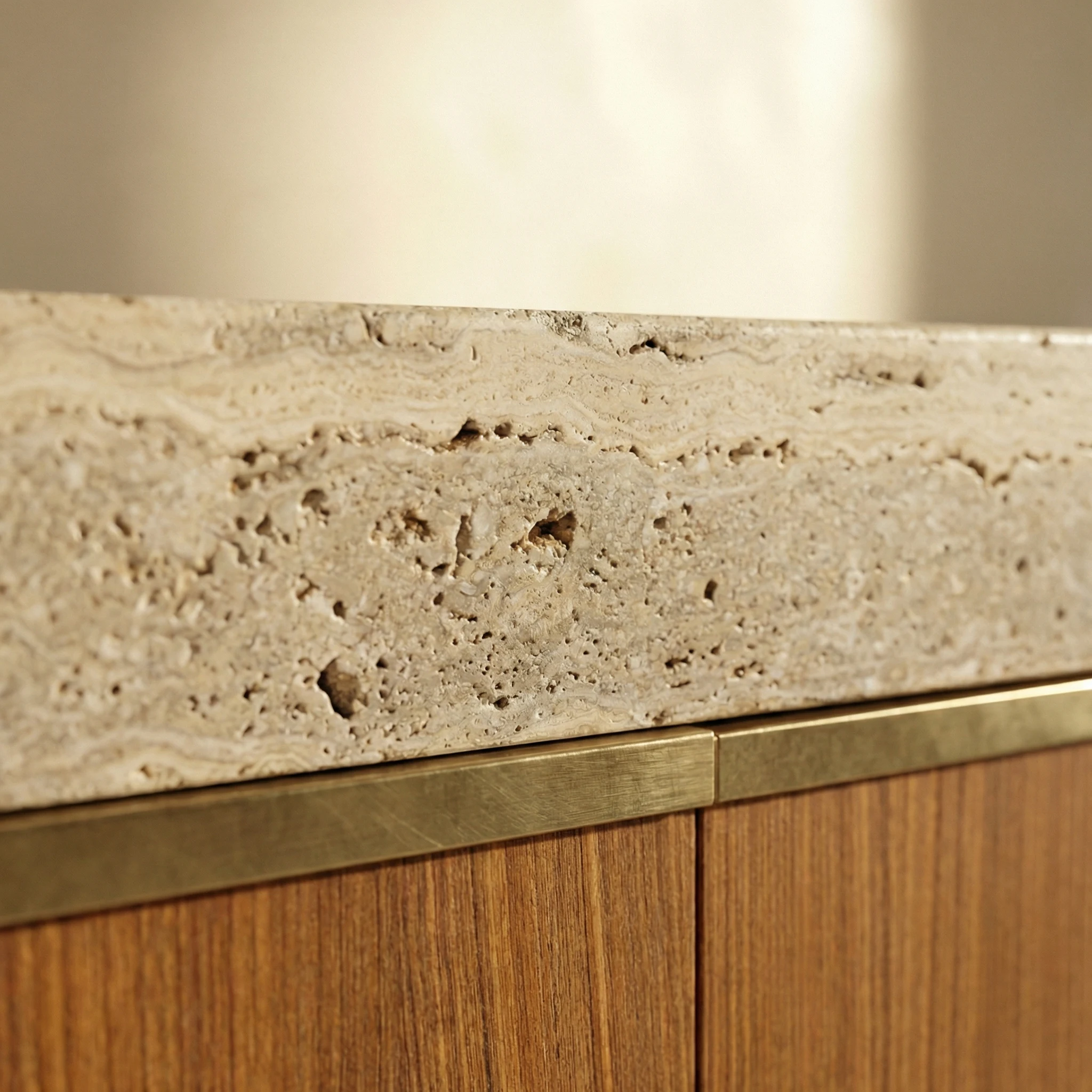 Bronze joint and marble surface detail