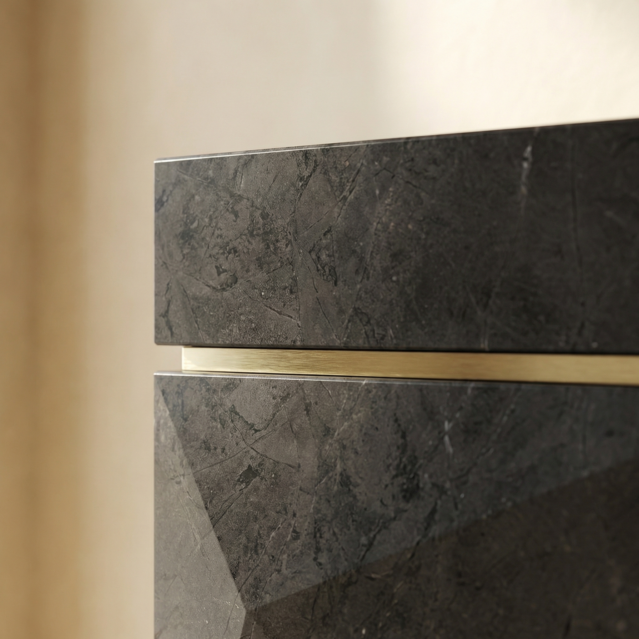 Steel joint and marble surface