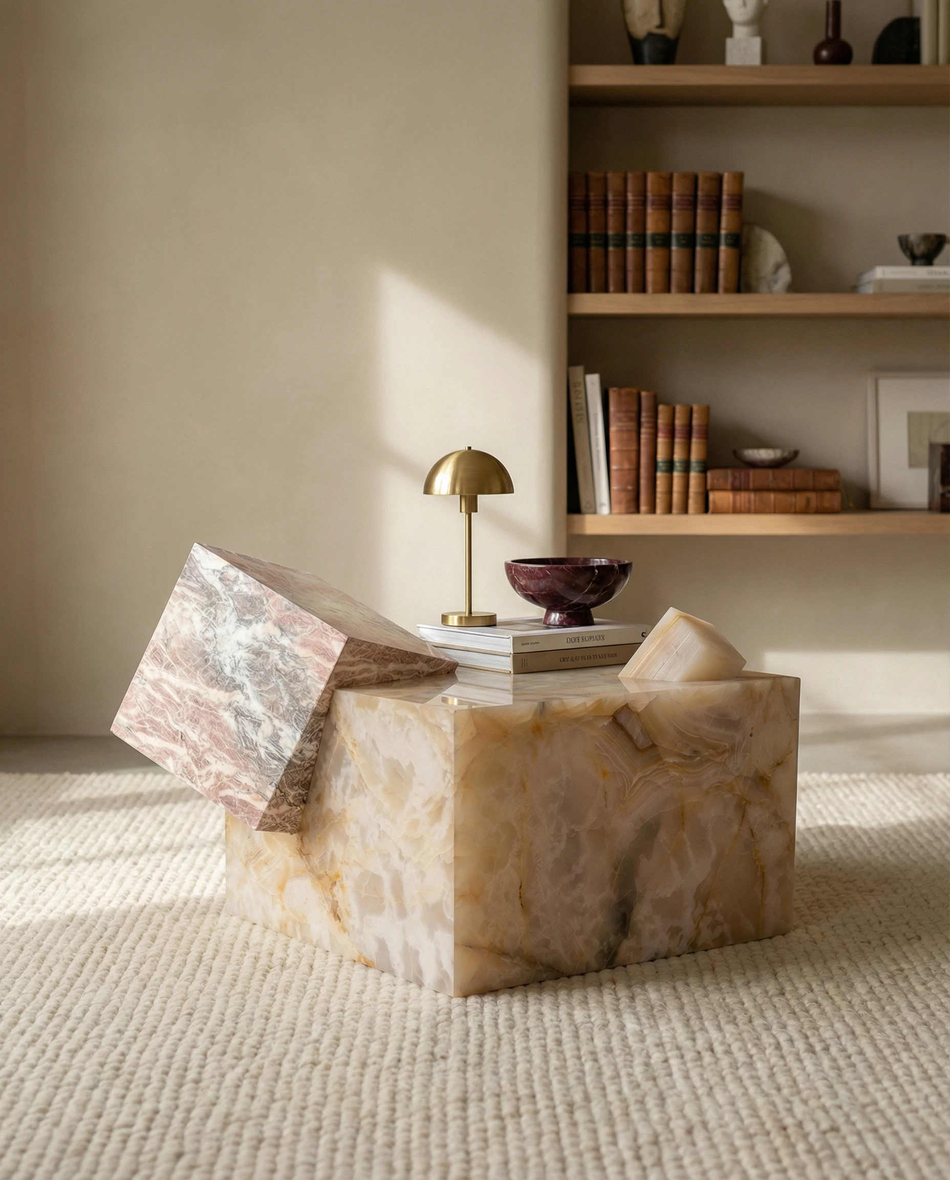 Crystal coffee table — Calacatta Oro marble