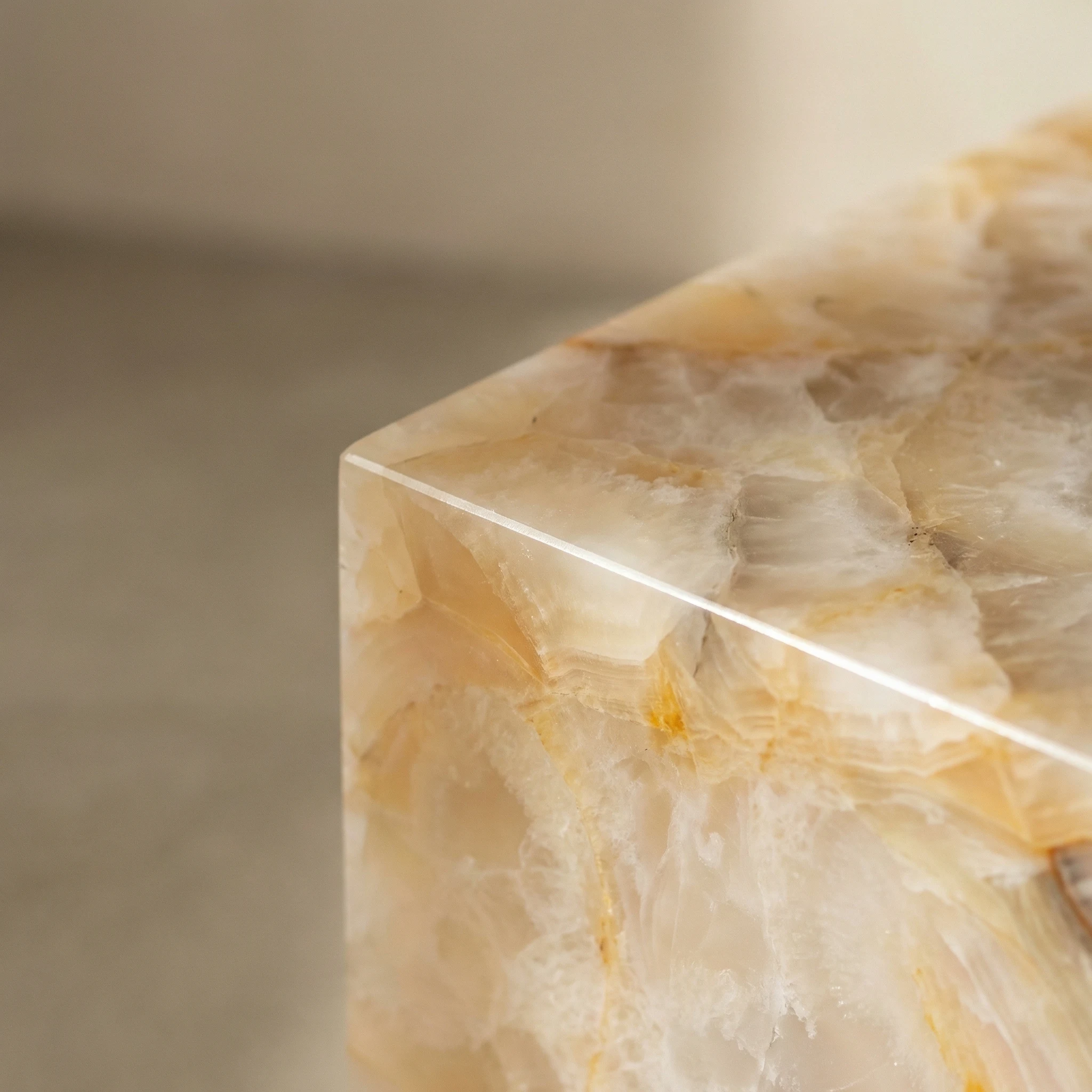 Chamfered edge profile — light catching polished marble