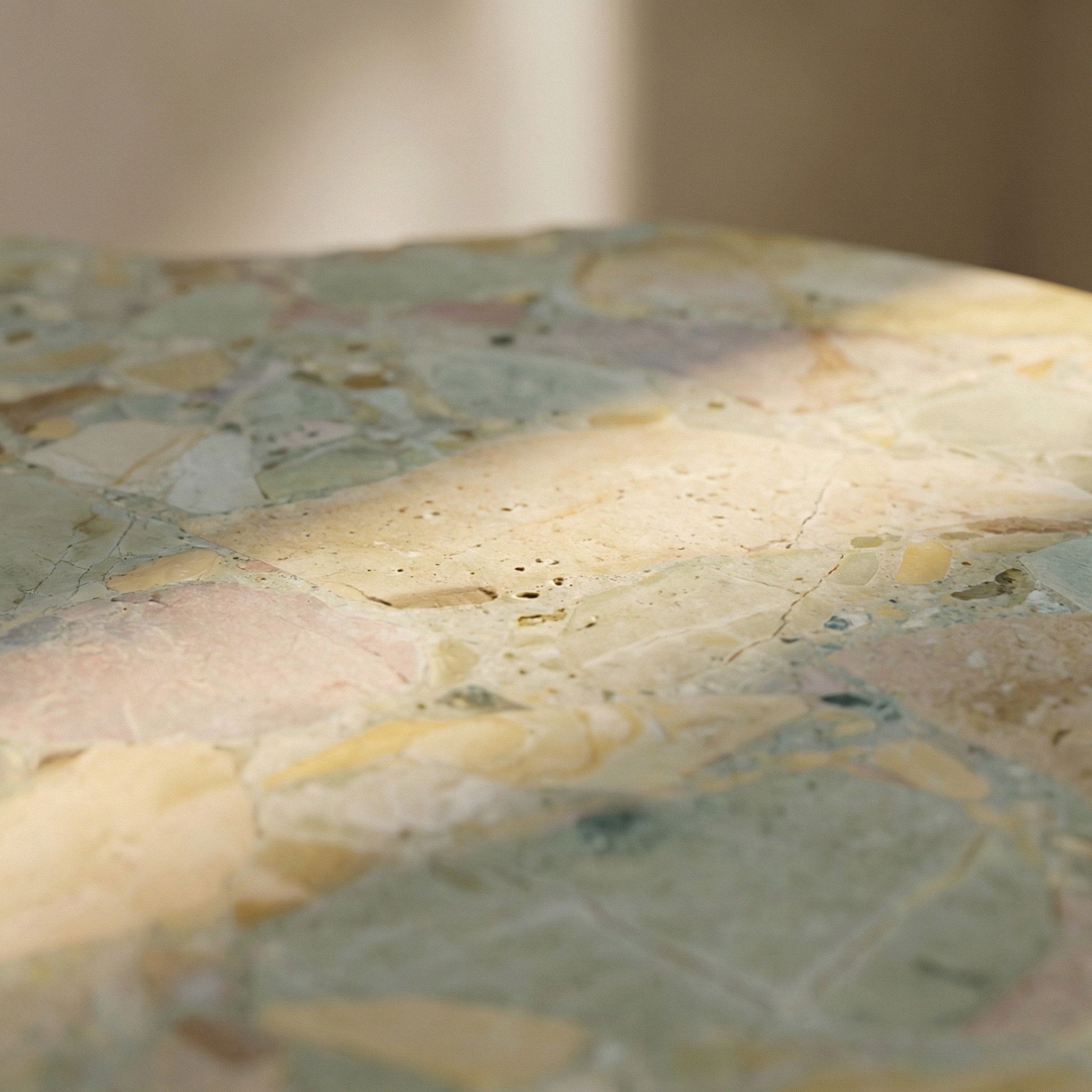 Polished Calacatta Gold surface with natural veining