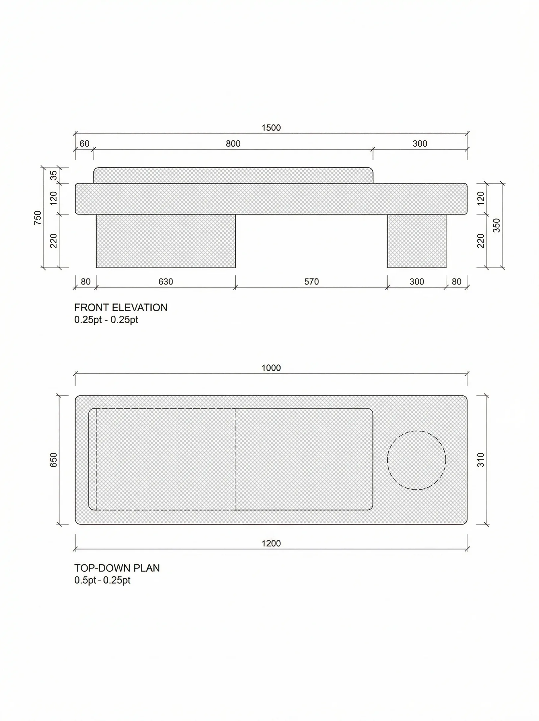 Giacitura technical drawing