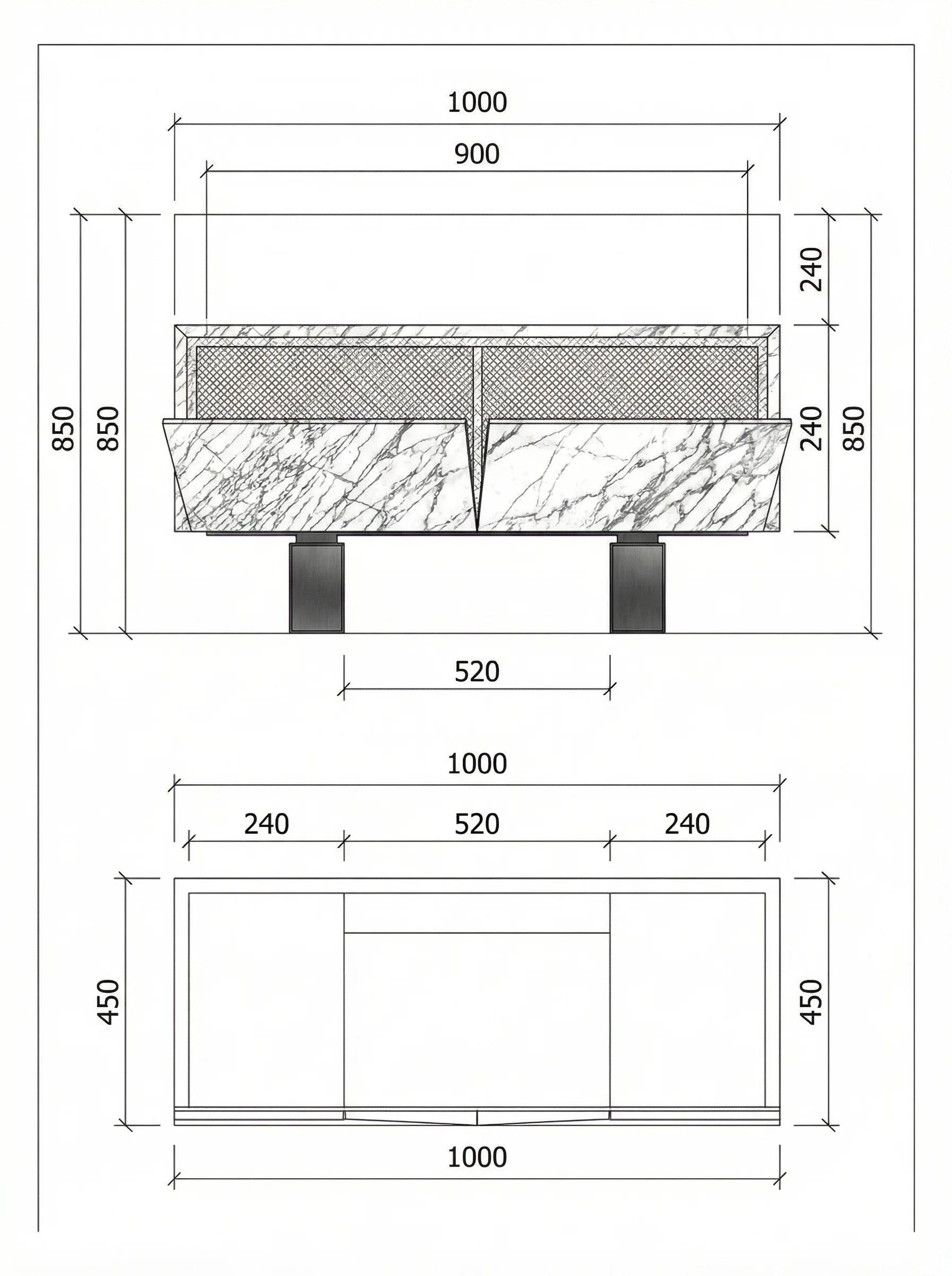 Taglio technical drawing