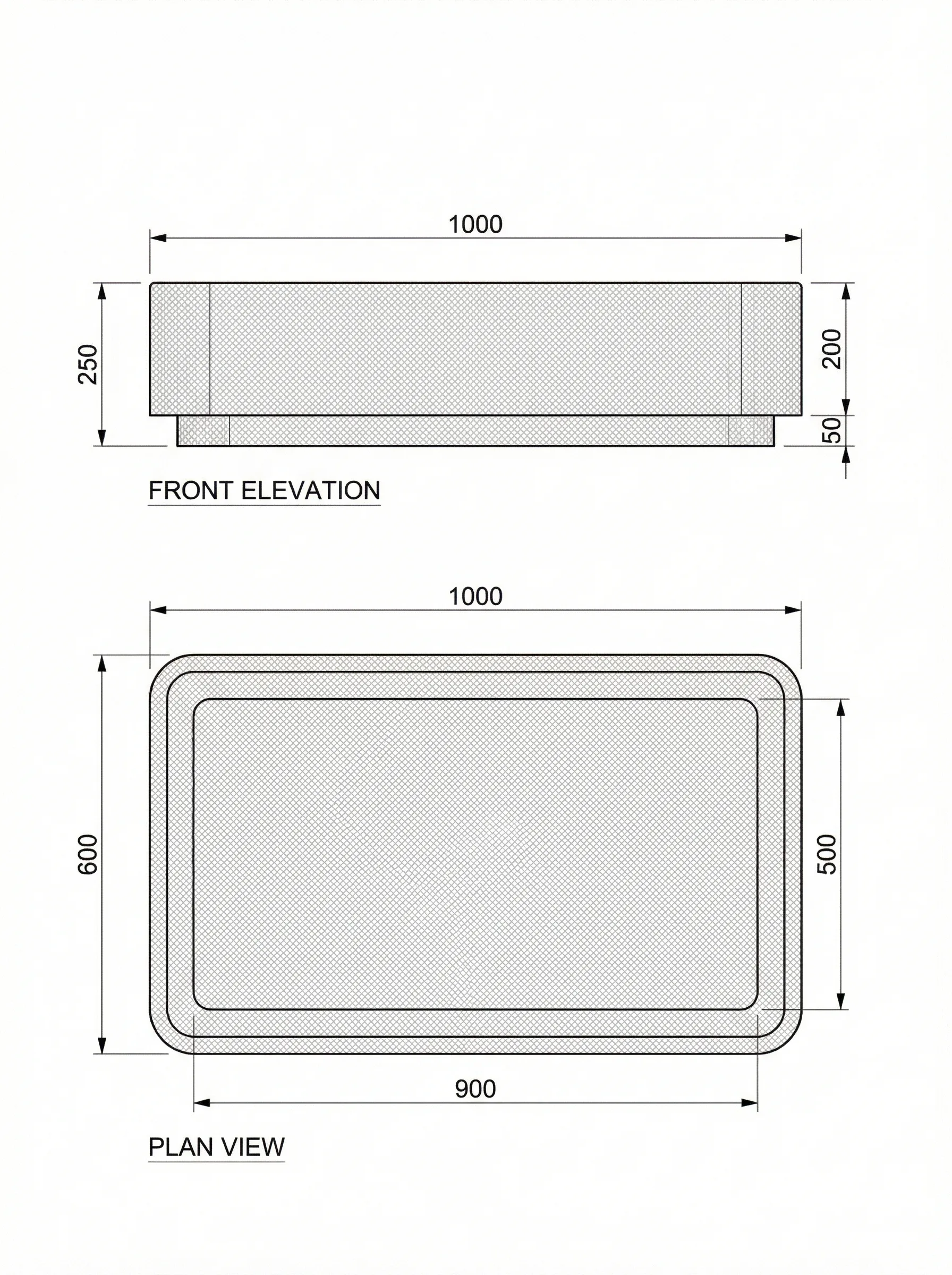 Dado technical drawing